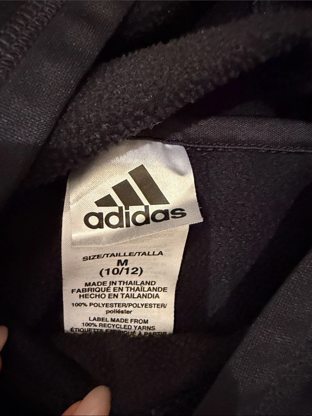adidas Black Hoodie with White Logo - Kids Pullover